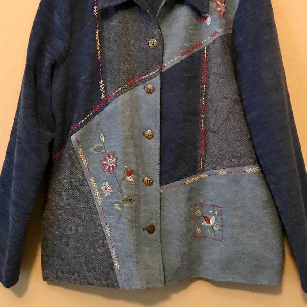 Alfred Dunner Blue Patchwork Blazer - image 3